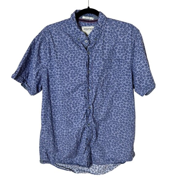 HERITAGE REPORT COLLECTION Floral Short Sleeve Button Down Size Large Slim Fit - Picture 1 of 11